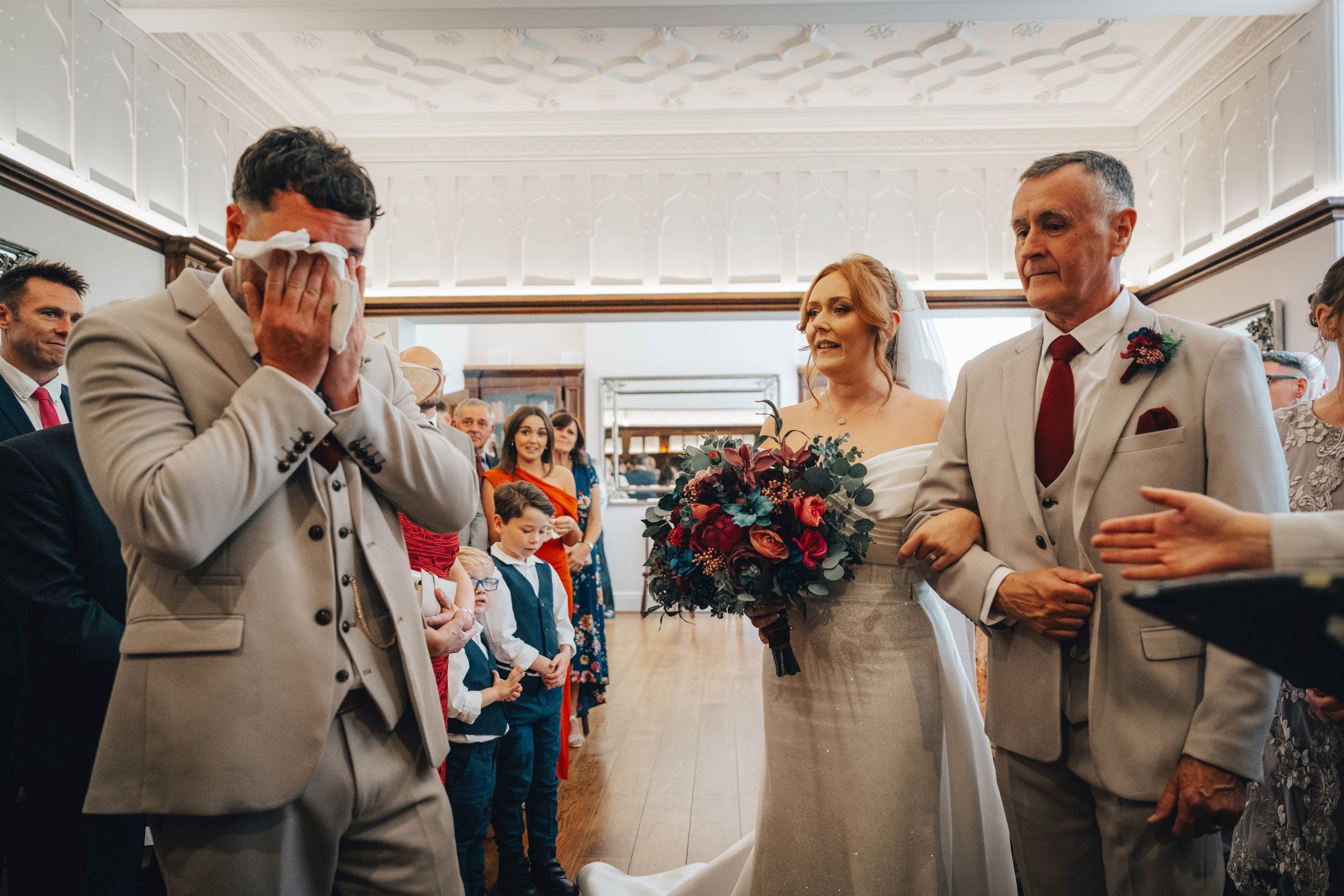 Groom’s reaction during ceremony at Pendrell Hall