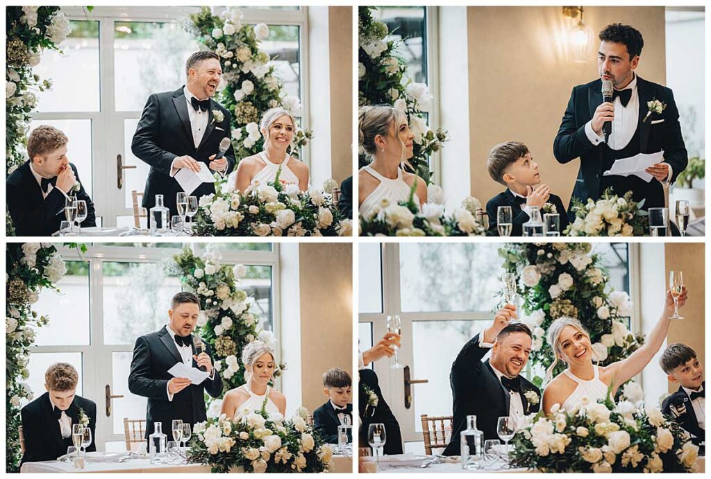 Elegant black tie wedding photography at Fairlawns Hotel