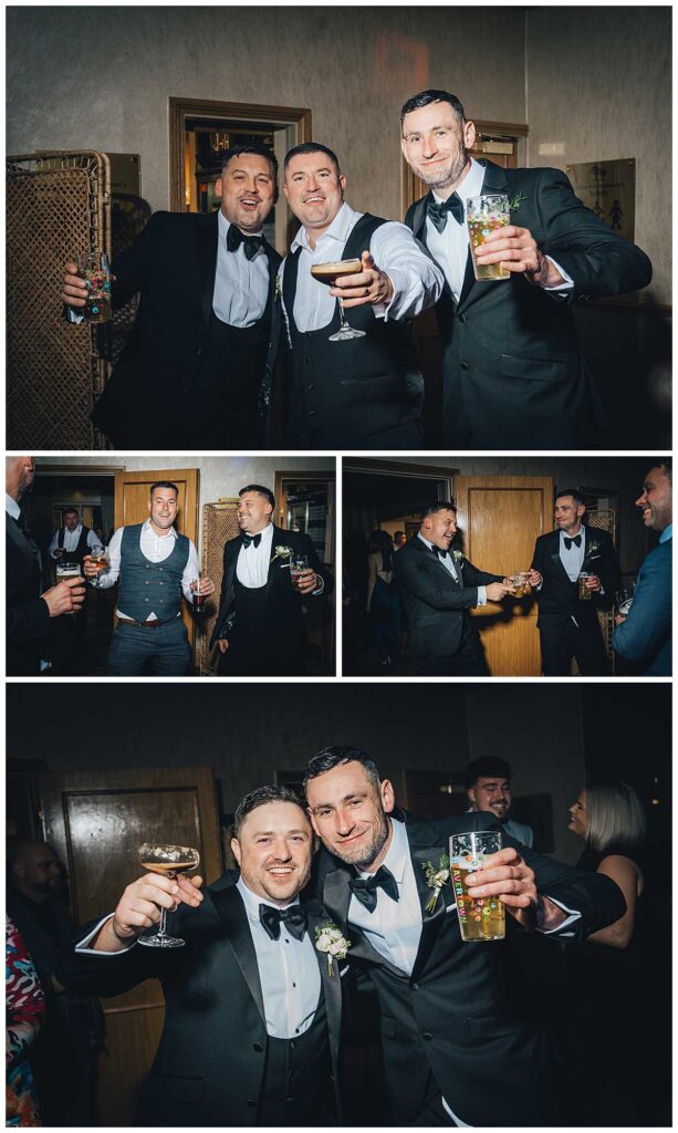Elegant black tie wedding photography at Fairlawns Hotel