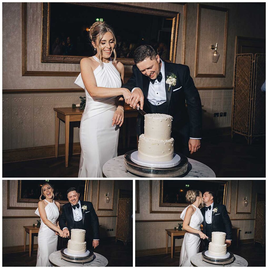 Elegant black tie wedding photography at Fairlawns Hotel