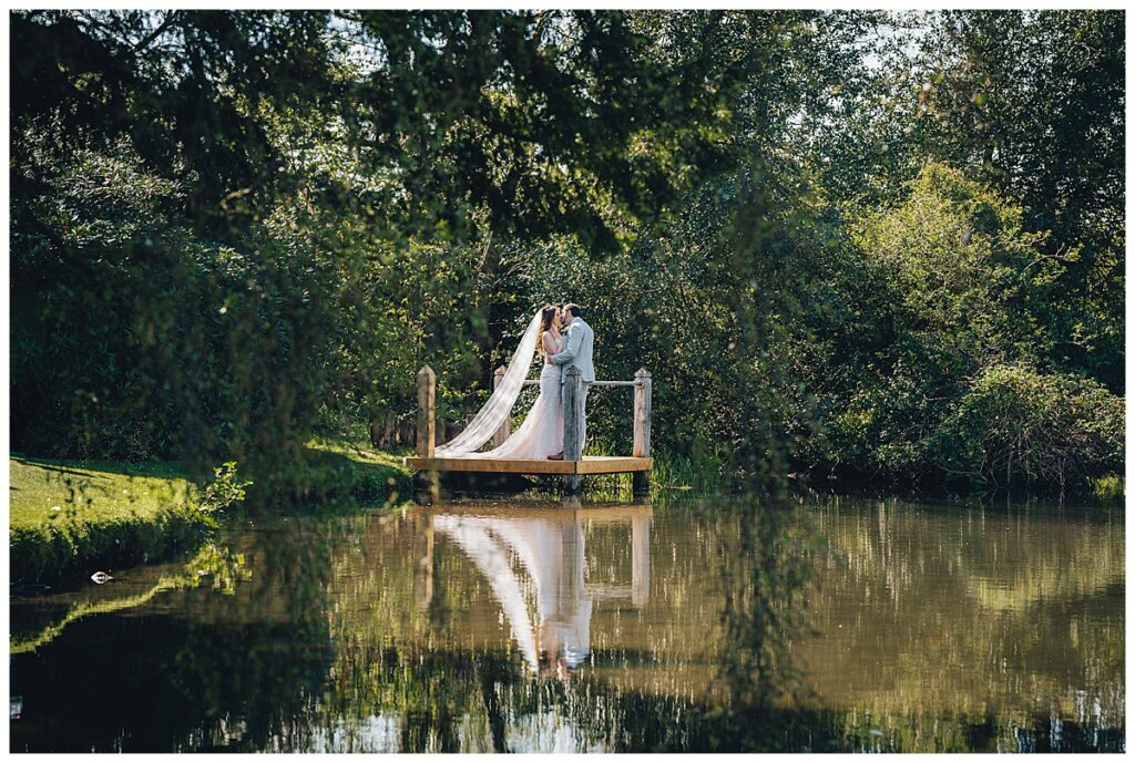 Bride and groom at The Moat House Acton Trussell