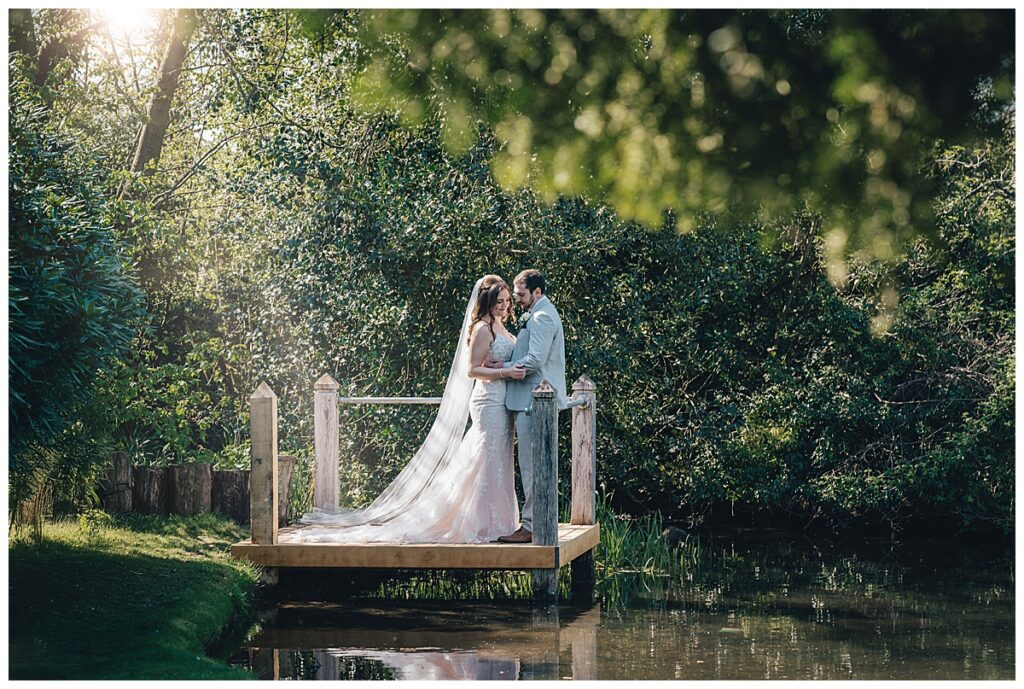 Bride and groom at The Moat House Acton Trussell