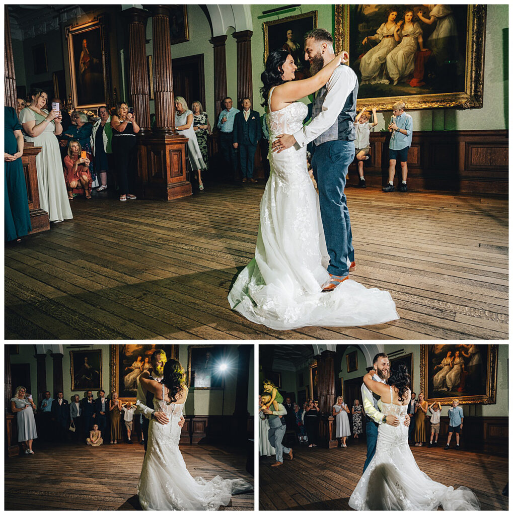 Bride and groom dancing at Sandon Hall wedding