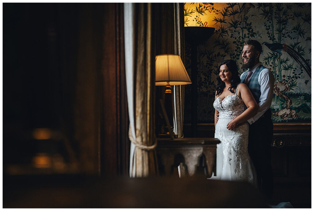 Romantic evening wedding photography at Sandon Hall